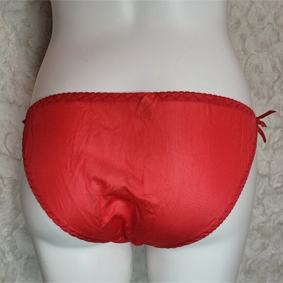 NWT Red Hot Panties Ribbon Ties Sheer Polka Dot Sz 6 Medium - Picture 4 of 4